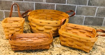 4 LONGABERGR Baskets With Leather  Handles From The 90s