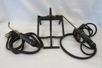 A Pair Of Bernzomatic Propane/oxygen Jeweler's Fine Torches/Wands With Hoses And Stand