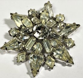 Eisenberg Signed Rhodium Plated White Rhinestone Star Brooch