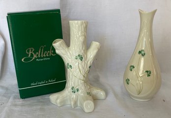 Two Belleek Vases