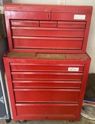 Waterloo All American Two Part Stacking Tool Box Filled With Tools And Wench
