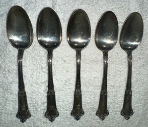 Five Beautiful Antique Gorham Sterling Teaspoons