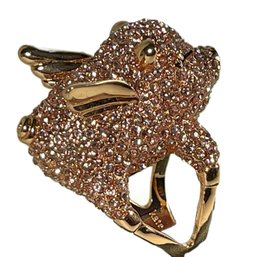 Rose Gold Plated Flying Pig Rhinestone Ring By Kate Spade