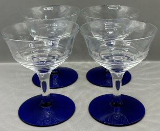 Set Of 4 Cobalt Blue Cordial Glasses