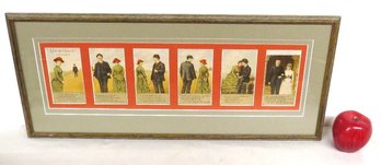 The Six Stages Of Courtship, Professionally Framed Victorian Era Postcard Group