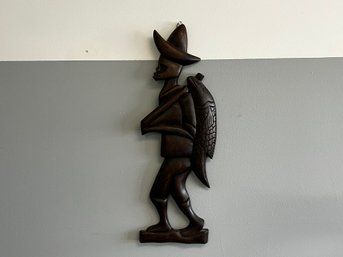 Hand Carved Fisherman Wall Decor