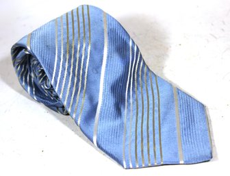 Vintage Silk Tie Made In Italy Giorgio Armani Blue & Silver Color