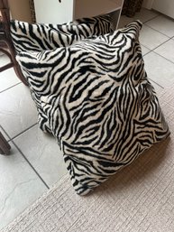Pair Of Oversized Plush Zebra Print Pillows