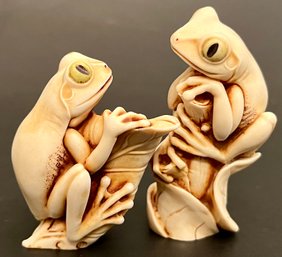 Vintage Harmony Kingdom - Two By Two - Bonnie & Clyde - Whimsical Figurines - Adam Binder - Pair Frogs