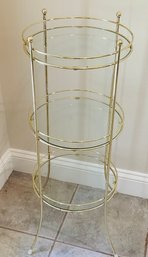 3 Tier Brass And Glass Plant Stand / Shelving Unit