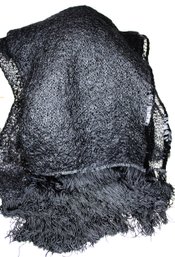 Amazing Black Lace Body Wrap Huge Scarf With Large Fringe