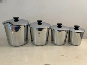 Vintage 1950s Mid Century Modern Everedy Chrome Canister Set (Set Of 4)