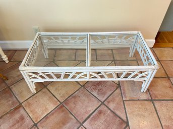 White Rattan Coffee Table With Glass Top