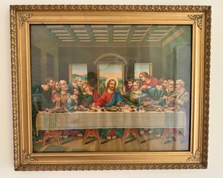 Vintage 1900s The Last Supper - Jesus Christ & Disciples Print In Frame