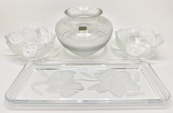 New Mikasa German Crystal Vase, JG Durand Crystal Glass Platter & 2 Cut Glass Candy Dishes, Never Used