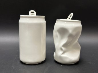 Whimsical Pop Art:  White Porcelain Soda Cans