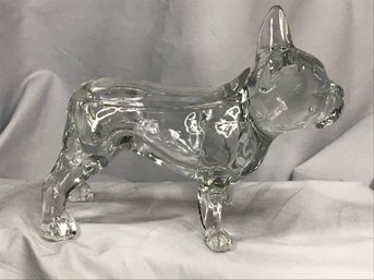 Wonderful Vintage Glass French Bulldog Candy Container - With Lid - Very Hard To Find - Great Piece !