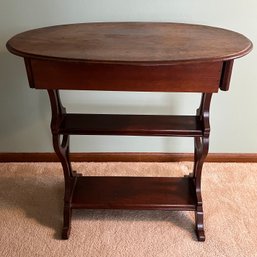 Three-tier Oval Occasional Table With Drawer