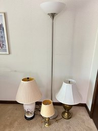 Grouping Of 4 Lamps Including Chinese Porcelain Lamp