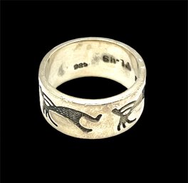 Vintage Mexican Sterling Silver Engraved Kokopelli Ring, Size 7.5