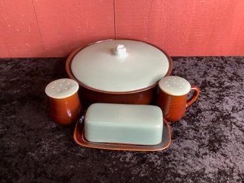 Mid Century Red Wing Village Green Brownware #25