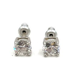 Lovely Sterling Silver Clear Stone Stud Earrings