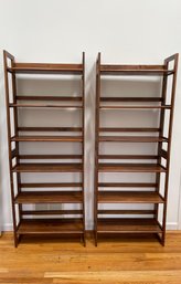 Pair Of 5 Shelf Folding Wooden Bookshelves