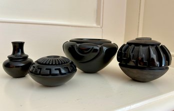 Blackware Pottery Jars- Signed (Youngblood)