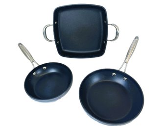 Three Technique Hard Anodized Non Stick Pans-Two 9' And One 7'