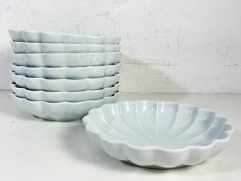 A Set Of 8 Scalloped Porcelain Serving Platters By Royale (2 Of 2)