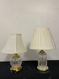 Lot Of 2 Small Cut Glass Lamps. Both Working