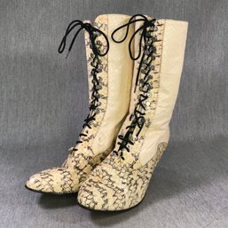 Fabulous Vintage Style Genuine Python Lace Up Boots By WINSOME - Very Good Looking - Size 40 Eur / 7 US - WOW