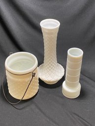 Trio Of Milk Glass Vessels