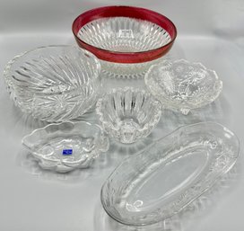 6 Vintage Crystal Glass Serving Bowls By Studio Nova, Villeroy & Boch & More