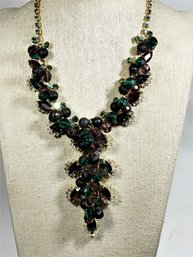 Amazing Rhinestone Multi Colored Necklace Necklace Designer W Large Drop