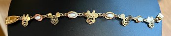 DISNEY MICKEY & MINNIE GOLD TONE PEARL BRACELET