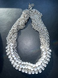 Spectacular Vintage Rhinestone And Chain Necklace