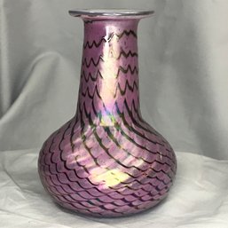 Wonderful Vintage Art Glass Vase - Beautiful Quality - Marked Illegibly - Dated 1982 - Amazing Colors / Style