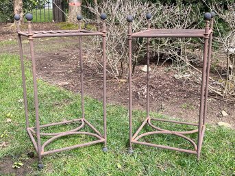 A Pair Of Wrought Iron Plant Stands