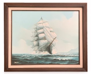 Hewitt Jackson (1914-2007)  Oil  On Canvas Painting  Of The Historic Ship Discovery