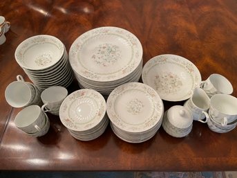 63 Piece Floral Motif China Set With Serving For 12 With Made In China Base Mark H  .