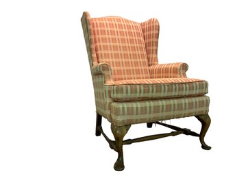 Pennsylvania House Arm Chair In Peach Plaid Upholstery