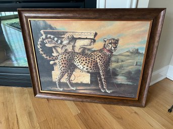 Painted Cheetah Print With Wide Metallic Frame