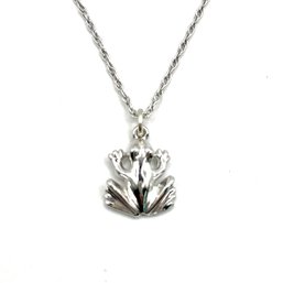 Vintage Sterling Silver Frog Pendant Necklace