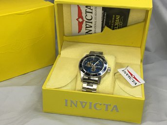 Fantastic Brand New $395 INVICTA Skeleton / Observation Back With Blue Face Watch - Manual Wind Watch - Nice !