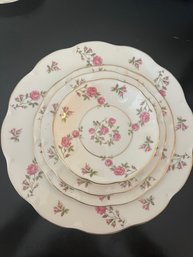 Huge Set Of Vintage Fine China - Theodore Haviland Delaware Pink Rosebud Pattern With Gold Trim