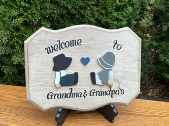 Vintage Grandma & Grandpa Wooden Sign