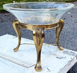 A Vintage Brass And Glass Epergne