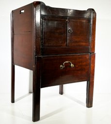 An Unusual Late 18th Century George III Bedside Table - Banded And Inlaid Mahogany