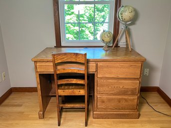 Vintage Simmons 'Little Folks' Solid Ash Desk With Chair